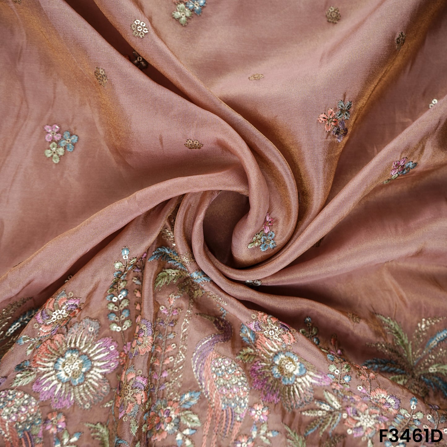 Thread Sequins Embroidered Shimmer Tissue Fabric-F3461
