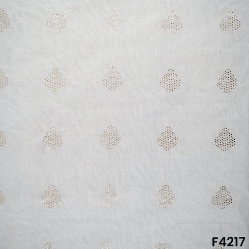 Dyeable Pasted Mukaish Mul Chanderi Fabric- F4217