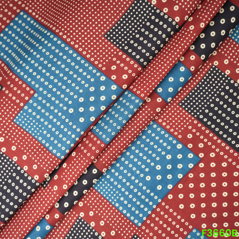 Ajrak Print Cambric Cotton Fabric-F3660