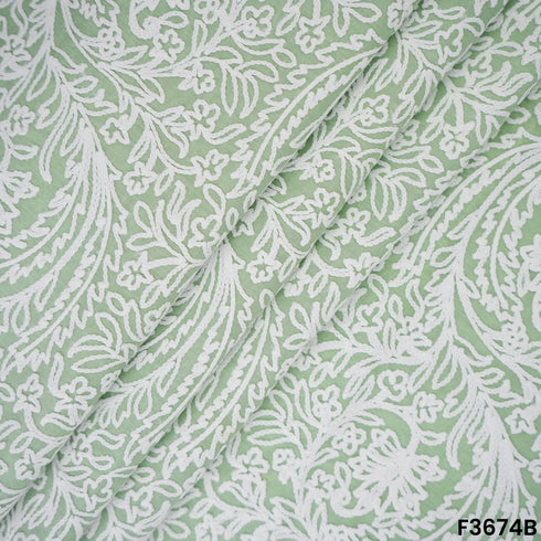 Thread Embroidered Cambric Cotton Fabric-F3674