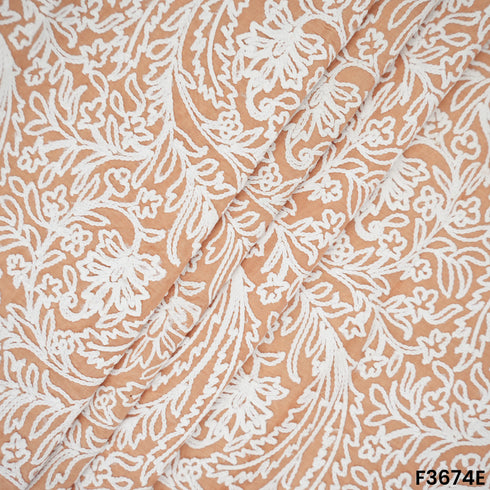 Thread Embroidered Cambric Cotton Fabric-F3674