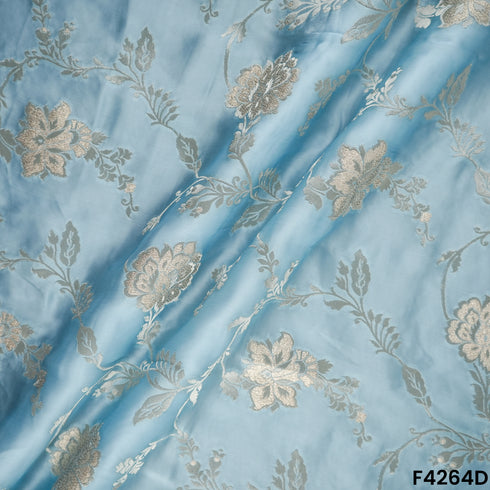 Zari Work Satin Organza Fabric- F4264
