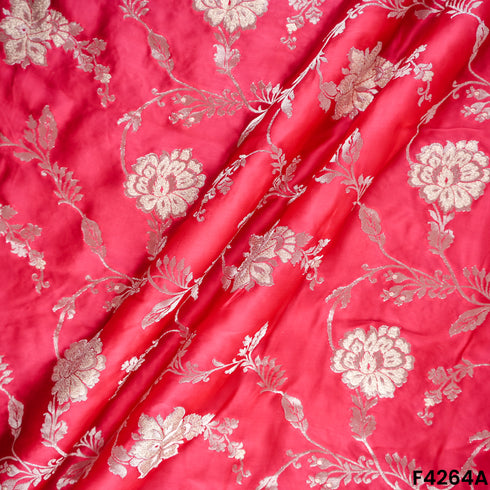 Zari Work Satin Organza Fabric- F4264