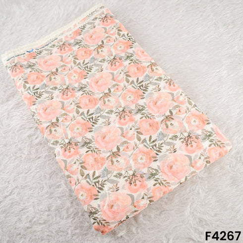 Floral Printed thread Work Cambric Cotton Fabric- F4267