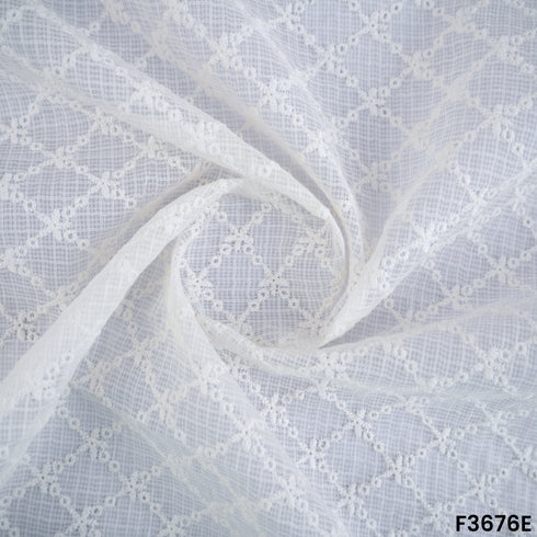 Thread Embroidered Kota Cotton Fabric-F3676