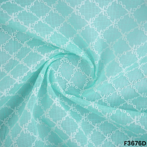 Thread Embroidered Kota Cotton Fabric-F3676