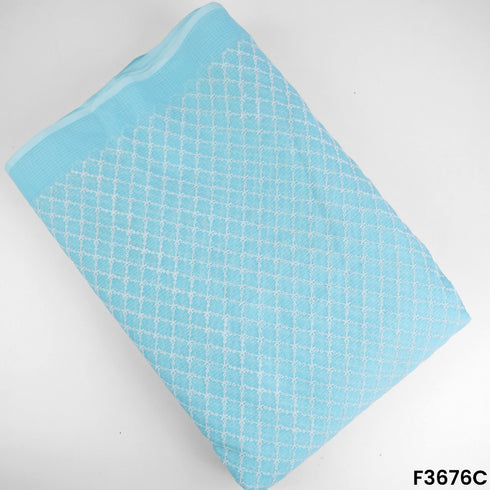 Thread Embroidered Kota Cotton Fabric-F3676