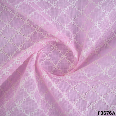 Thread Embroidered Kota Cotton Fabric-F3676