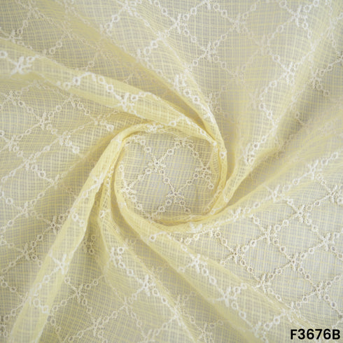 Thread Embroidered Kota Cotton Fabric-F3676