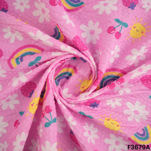 Baby Print Seer Sakkar Pure Cotton Fabric-F3679