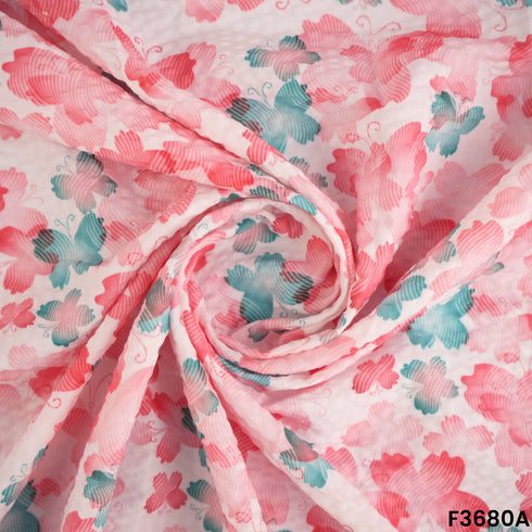 Butterfly Print Seer Sakkar Cotton Fabric-F3680