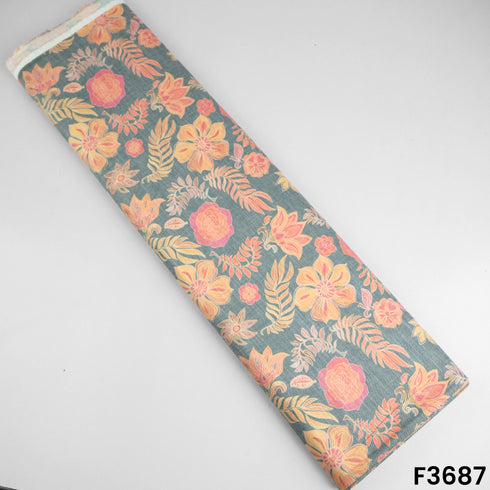 Floral Print Linen Cotton Fabric-F3687