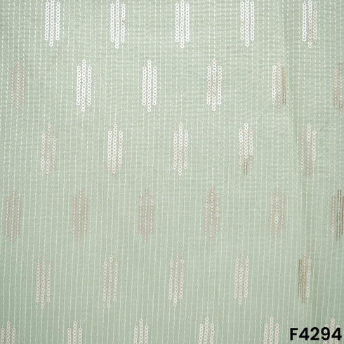 Thread Sequins Embroidered Slub Modal Fabric- F4294