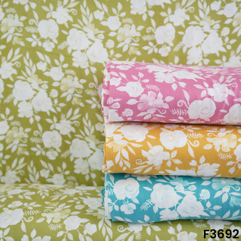 Floral Printed Rayon Cotton Fabric-F3692