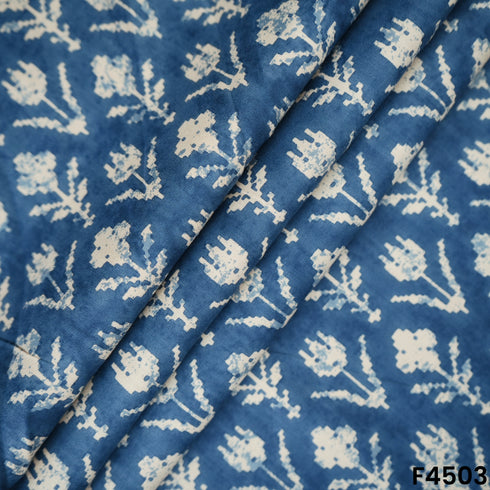 Indigo Print Rayon Cotton Fabric - F4503