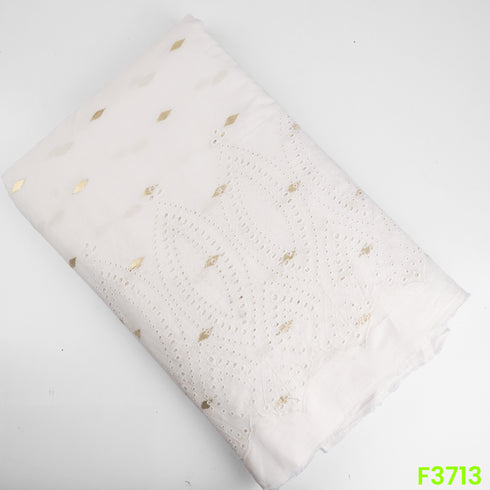 Hakoba Chikankari Zari Work Cambric Cotton Fabric-F3713