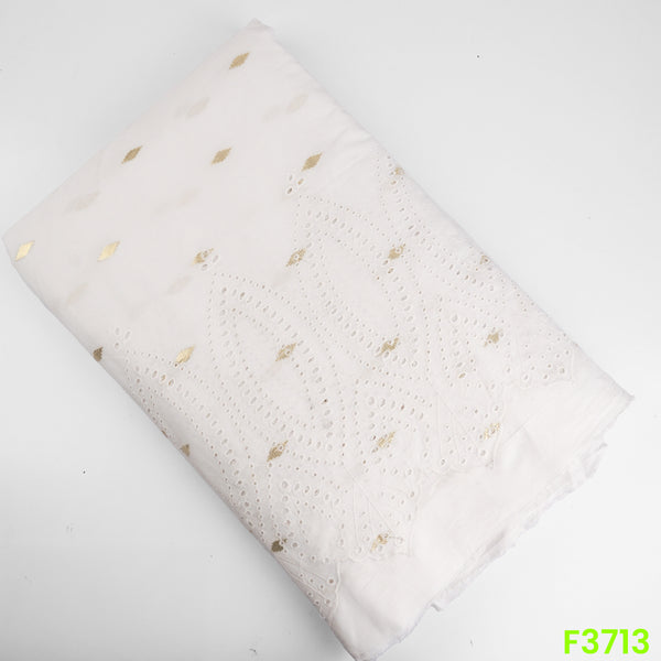 Hakoba Chikankari Zari Work Cambric Cotton Fabric-F3713