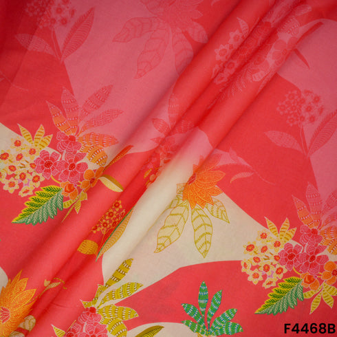 Digital Print Thread Embroidered Hakoba Cambric Cotton Fabric- F4468