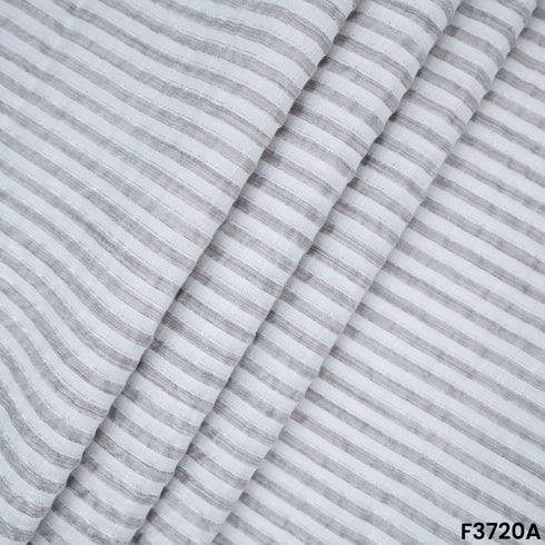 Stripes Print Lurex Seer Sakkar Cotton Fabric-3720