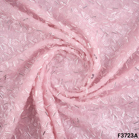 Cut Dana Thread Sequins Embroidered Georgette Fabric-F3723