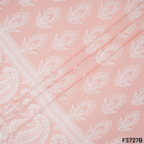 Thread Embroidered Cambric Cotton Fabric-3727
