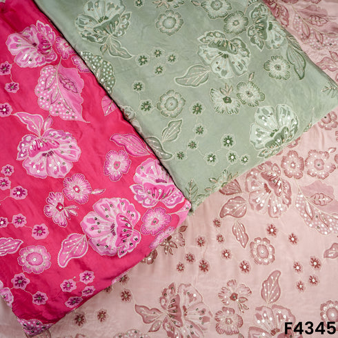 Printed Zari Sequins Crepe fabric-F4345