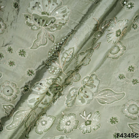 Printed Zari Sequins Crepe fabric-F4345