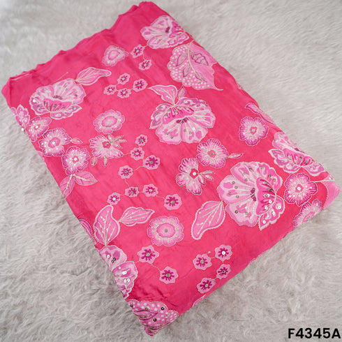 Printed Zari Sequins Crepe fabric-F4345