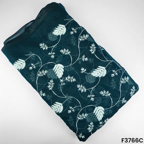 Thread Sequins Embroidered Mul Chanderi Fabric-F3766