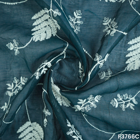 Thread Sequins Embroidered Mul Chanderi Fabric-F3766