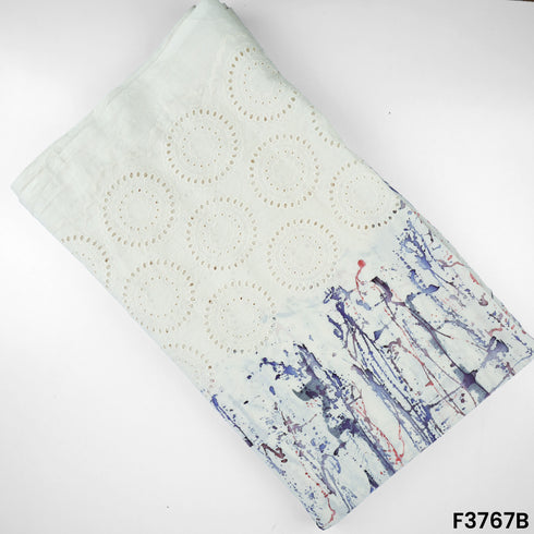 Printed Thread Embroidered Cambric Cotton Fabric-F3767