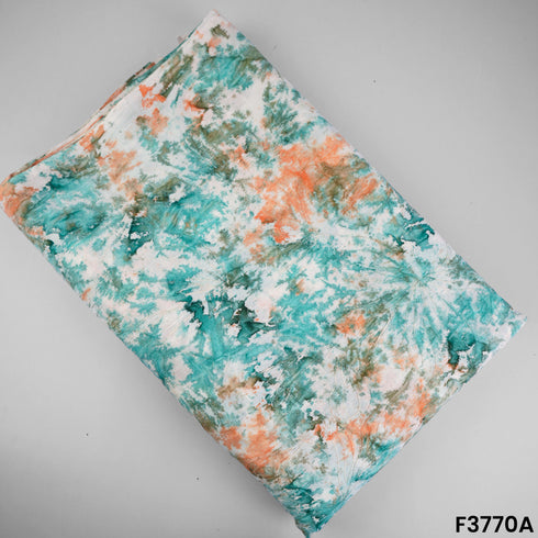 Printed Thread Embroidered Cambric Cotton Fabric-3770