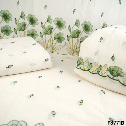 Thread Embroidered Cambric Cotton Fabric-F3771