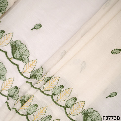 Thread Embroidered Cambric Cotton Fabric- F3773
