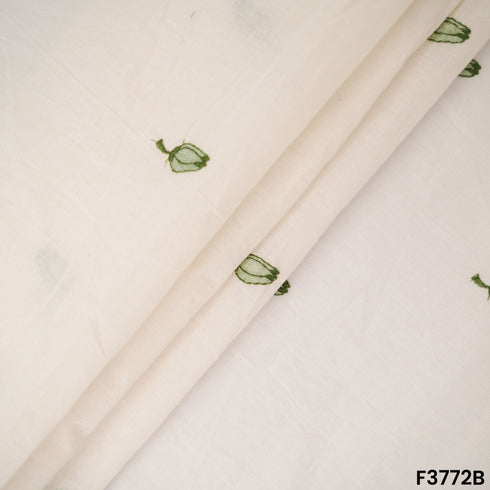 Thread Embroidered Cambric Cotton Fabric- F3772