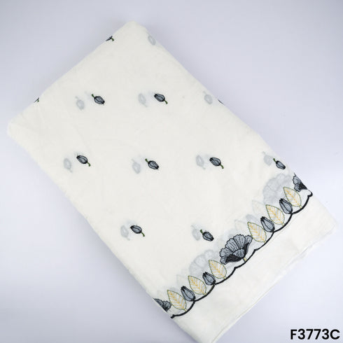 Thread Embroidered Cambric Cotton Fabric- F3773