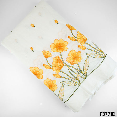 Thread Embroidered Cambric Cotton Fabric-F3771