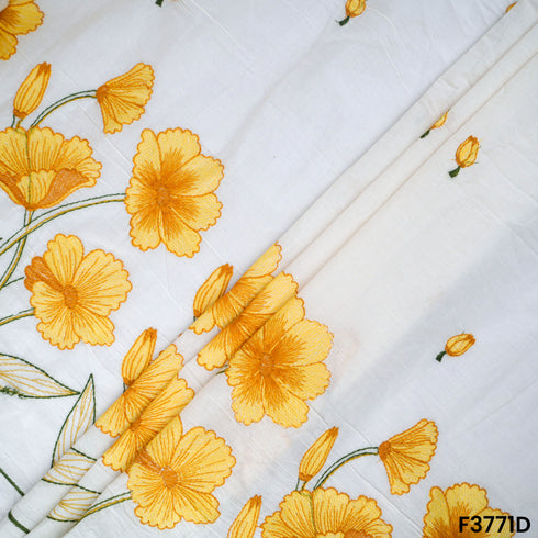 Thread Embroidered Cambric Cotton Fabric-F3771