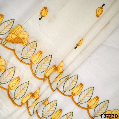Thread Embroidered Cambric Cotton Fabric- F3773
