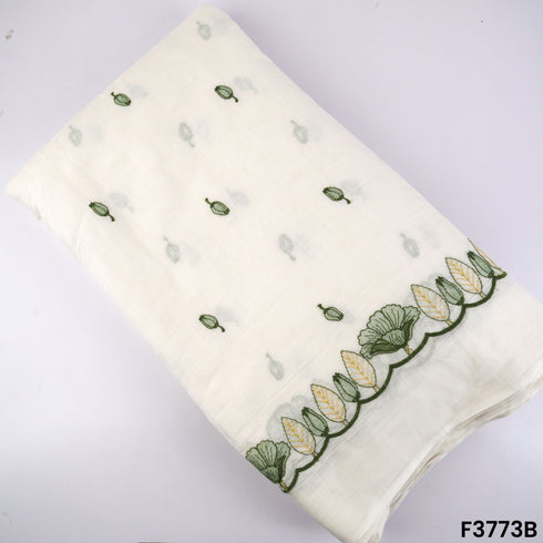 Thread Embroidered Cambric Cotton Fabric- F3773
