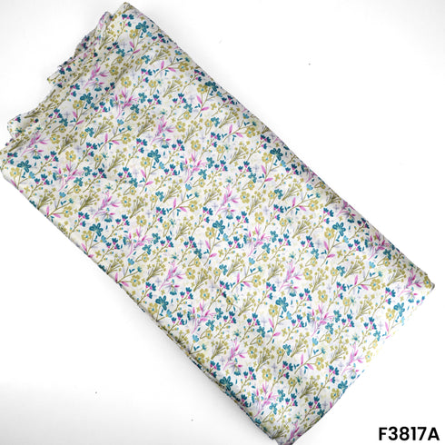 Floral Print Japani Satin Fabric- F3817