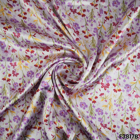 Floral Print Japani Satin Fabric- F3817