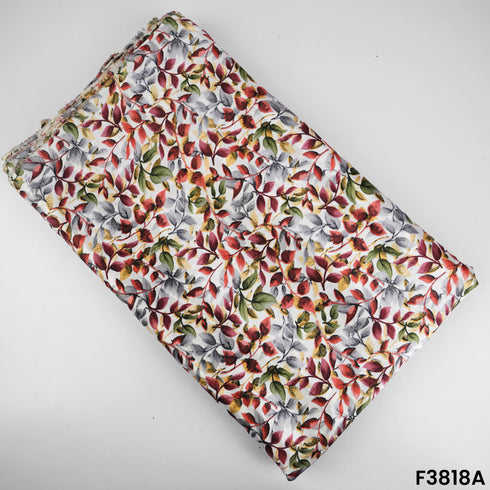 Floral Print Japani Satin Fabric- F3818