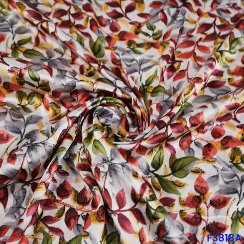 Floral Print Japani Satin Fabric- F3818