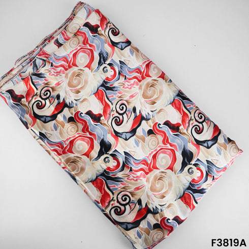 Digital Print Japani Satin Fabric- F3819