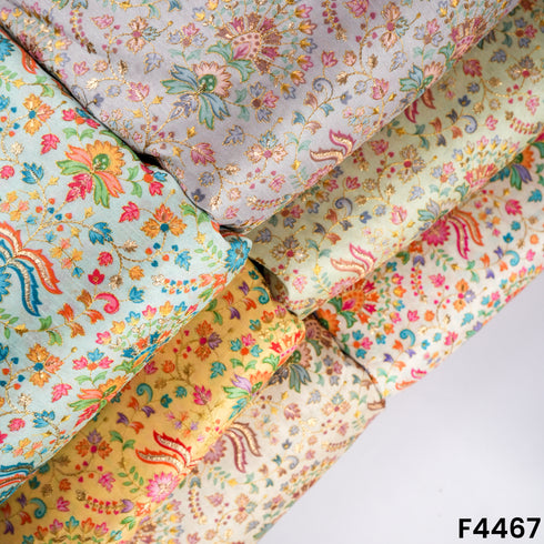Positional Print Semi Dupion Silk Fabric-F4467