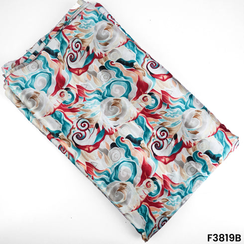 Digital Print Japani Satin Fabric- F3819