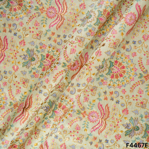 Positional Print Semi Dupion Silk Fabric-F4467
