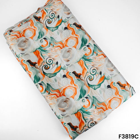 Digital Print Japani Satin Fabric- F3819