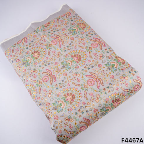 Positional Print Semi Dupion Silk Fabric-F4467